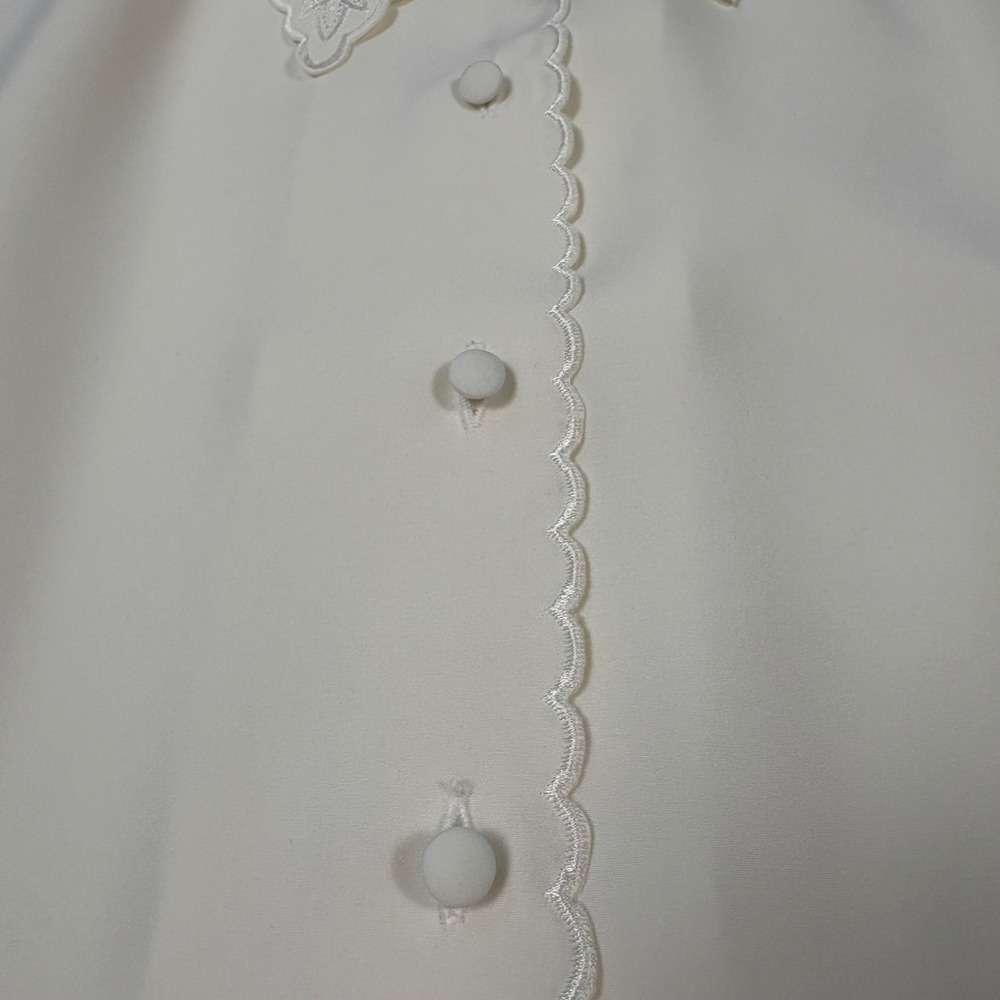 VTG Claudia Richard Size 16‎ Office Cream Floral Embroidered Blouse - Picture 8 of 10